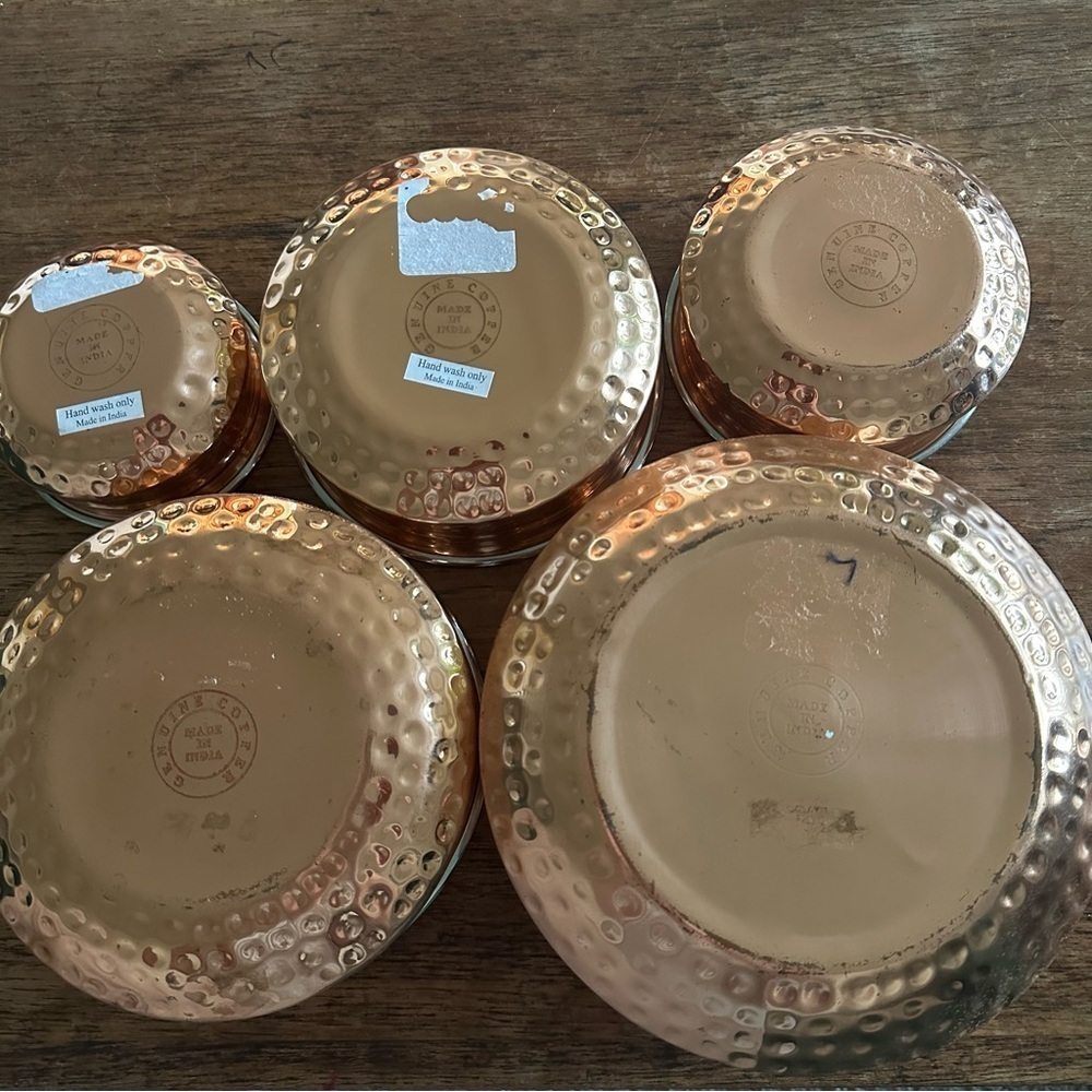 NEW Genuine Copper Set Of 5 Bowls - Picture 3 of 11